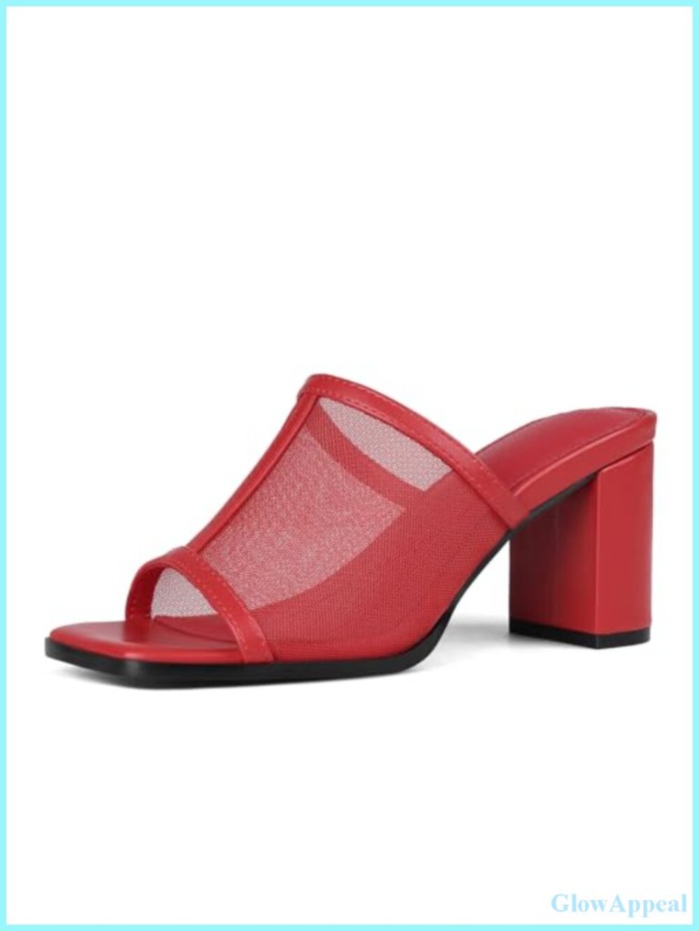 Women's Mesh Heeled Mules Open Toe Chunky Block Heel Slip On Summer Dress